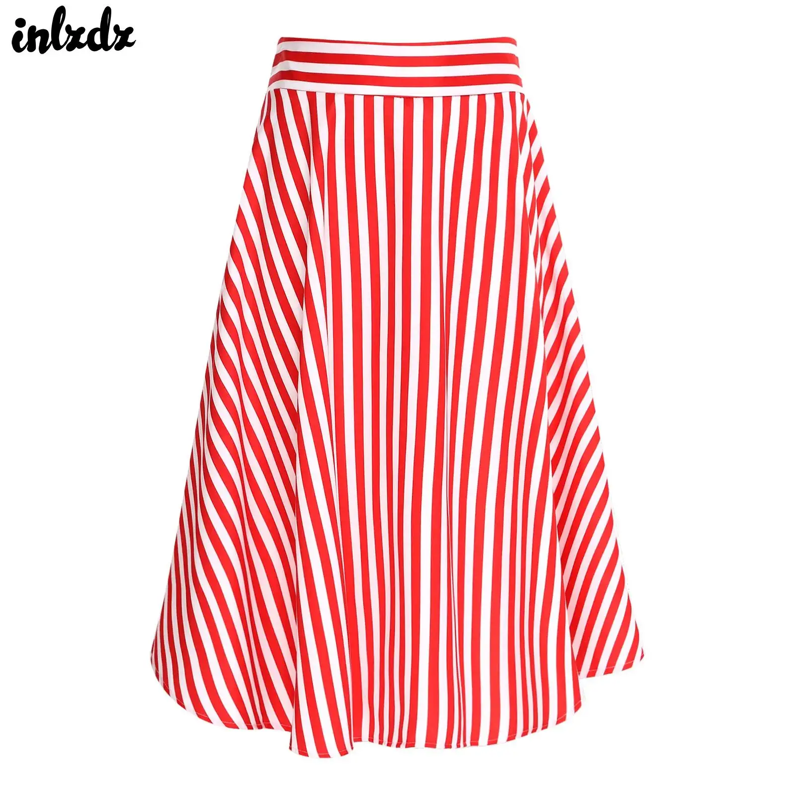 

Женская вневременная полосатая юбка-миди с молнией сзади, юбка трапециевидной формы с высокой талией 1950-х годов, юбка в стиле рокабилли, винтажный костюм