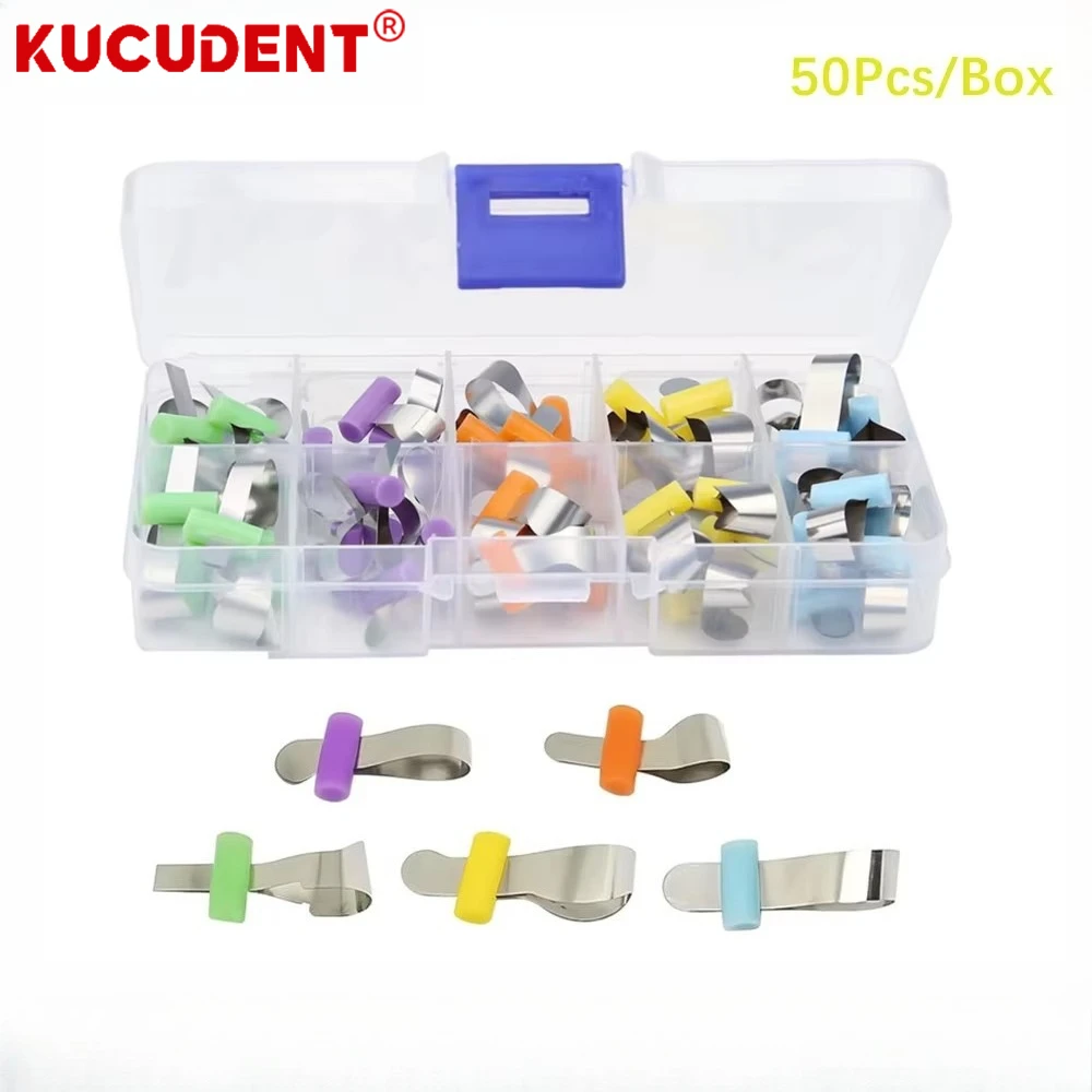 50pcs Dental Matrix Bands Orthodontic Forming Sheet Sectional Contoured Metal Matrice with Positioning Dentistry Adult Children
