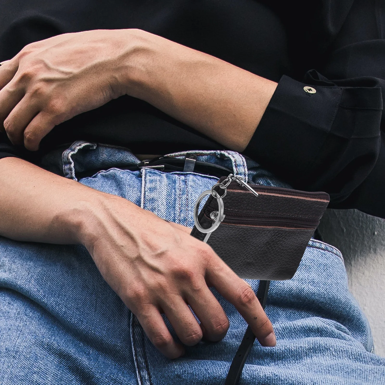 

Coin Purse Ladies Small Wallet Keychain Bag Change Color Zipper Pouch Mini Travel Accessories