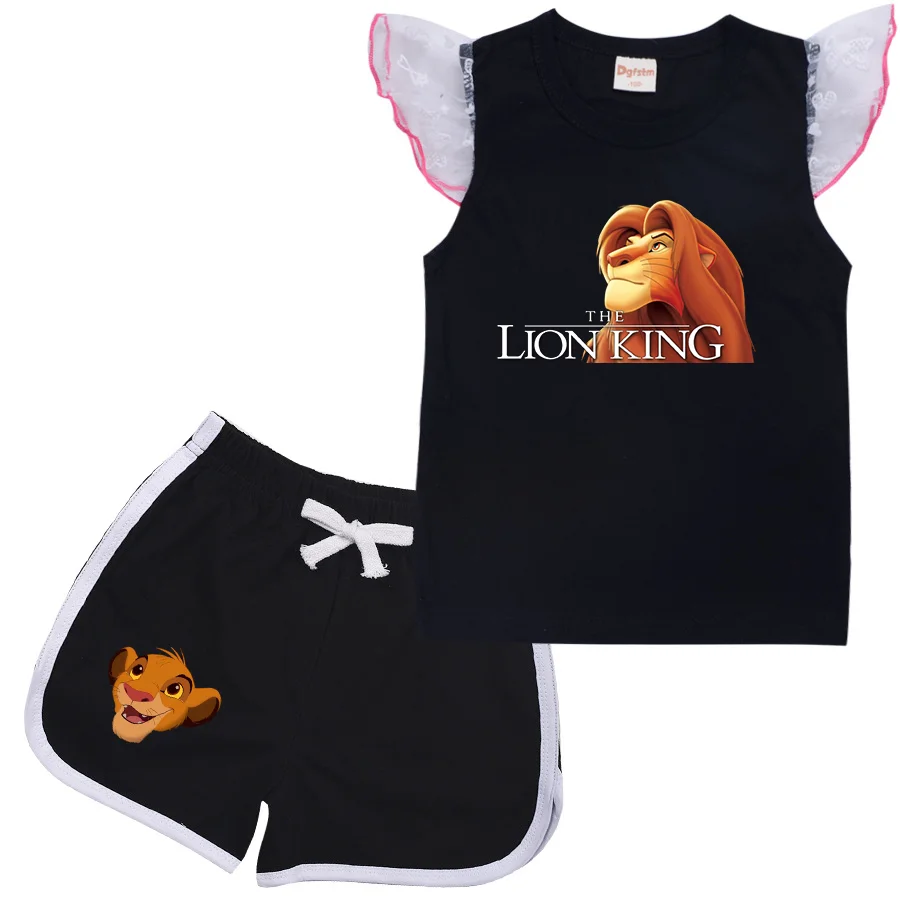 The Lion King Simba Cartoon Clothing Baby Boys Summer Clothes T-shirt+shorts Baby Girls Casual Clothing Sets