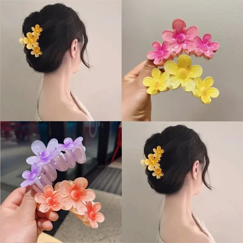 

New Flower Hair Claw Clips Non-Slip Gradient Hair Clips for Women Cute Sweet Hawaiian Hairpin Girl Headwear Accessories