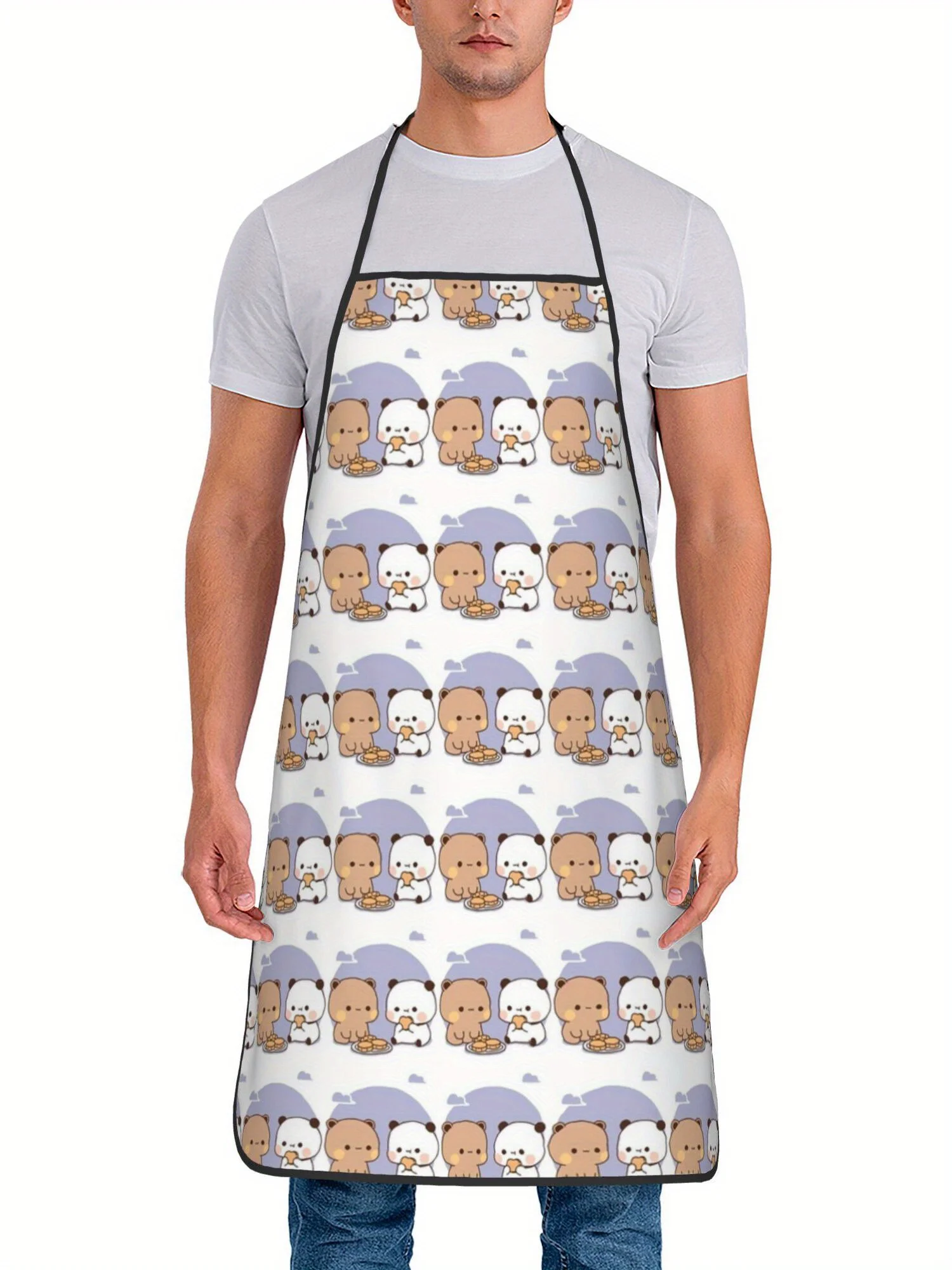 Cute Couple Capybara Snack Purple Cloud Repeat Print Waterproof Apron Unisex Adult Kitchen Baking Animal Lover Holiday Gift
