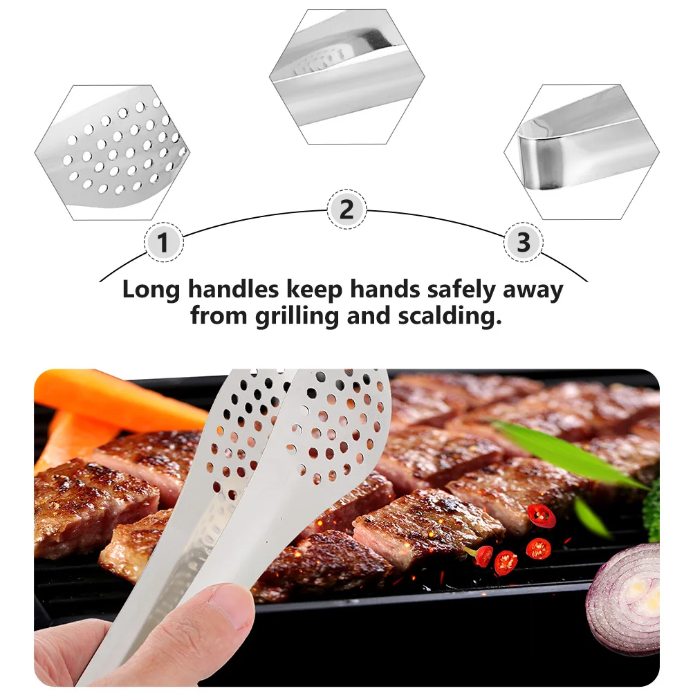 

4Pcs Stainless Steel Food Tongs Heavy Duty Cooking Tongs for Grilling Barbecue Meat Steak Burgers Fish Hot Food Handling Kitchen