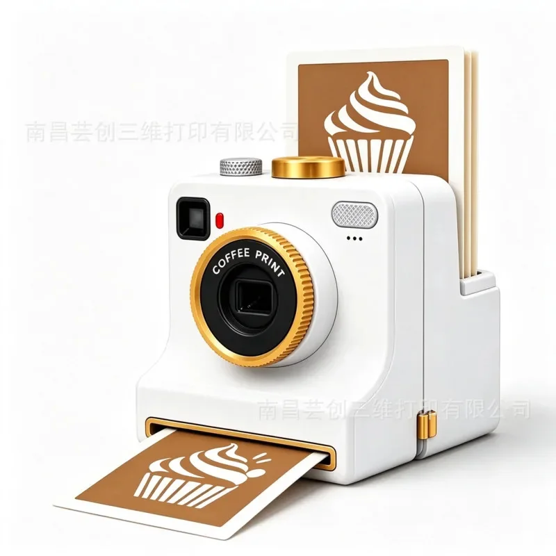 3D Printed Latte Art Camera Coffee Stencil Printer Template Maker Portable Barista Dessert Foam Pattern Tool Kitchen Gift