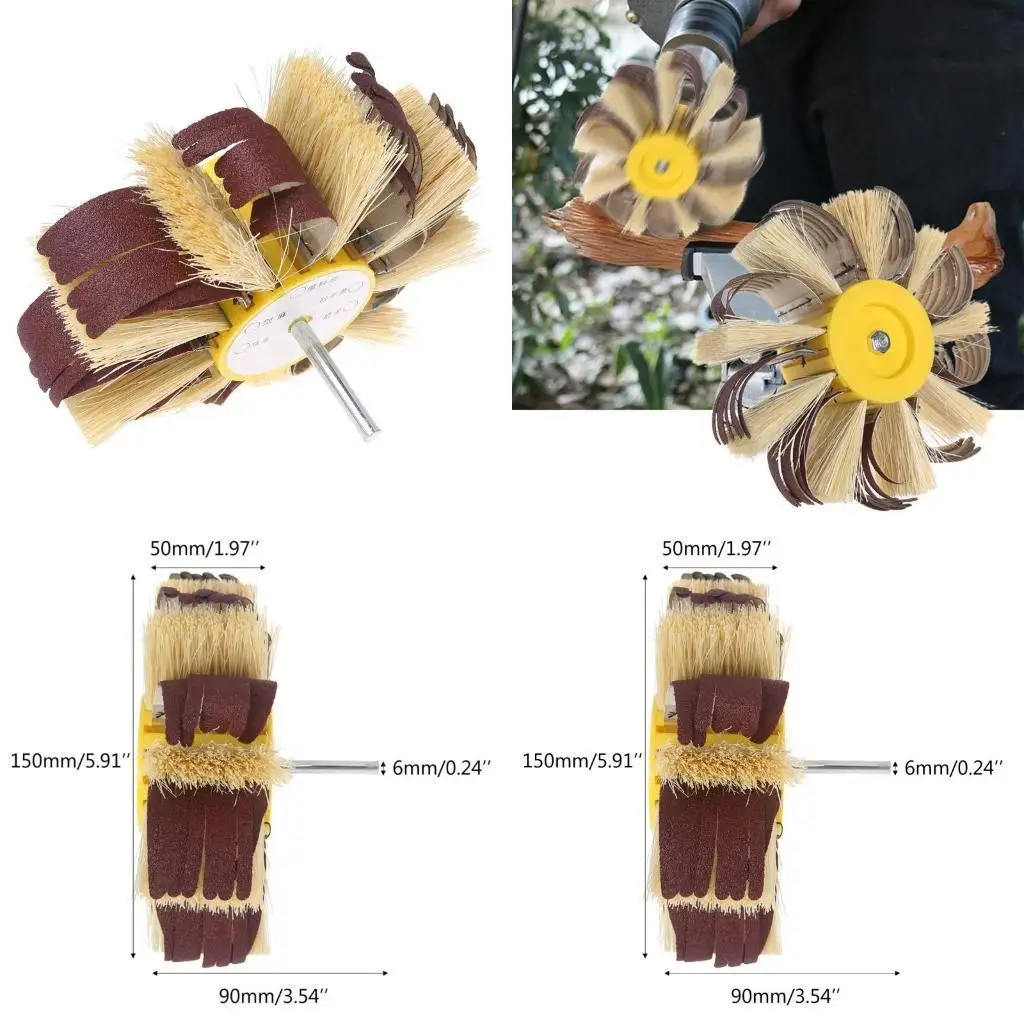 

652F Shaft Mounted Sisal Emery Cloth Bristle Grinding Buffing Brush Polishing Wheel