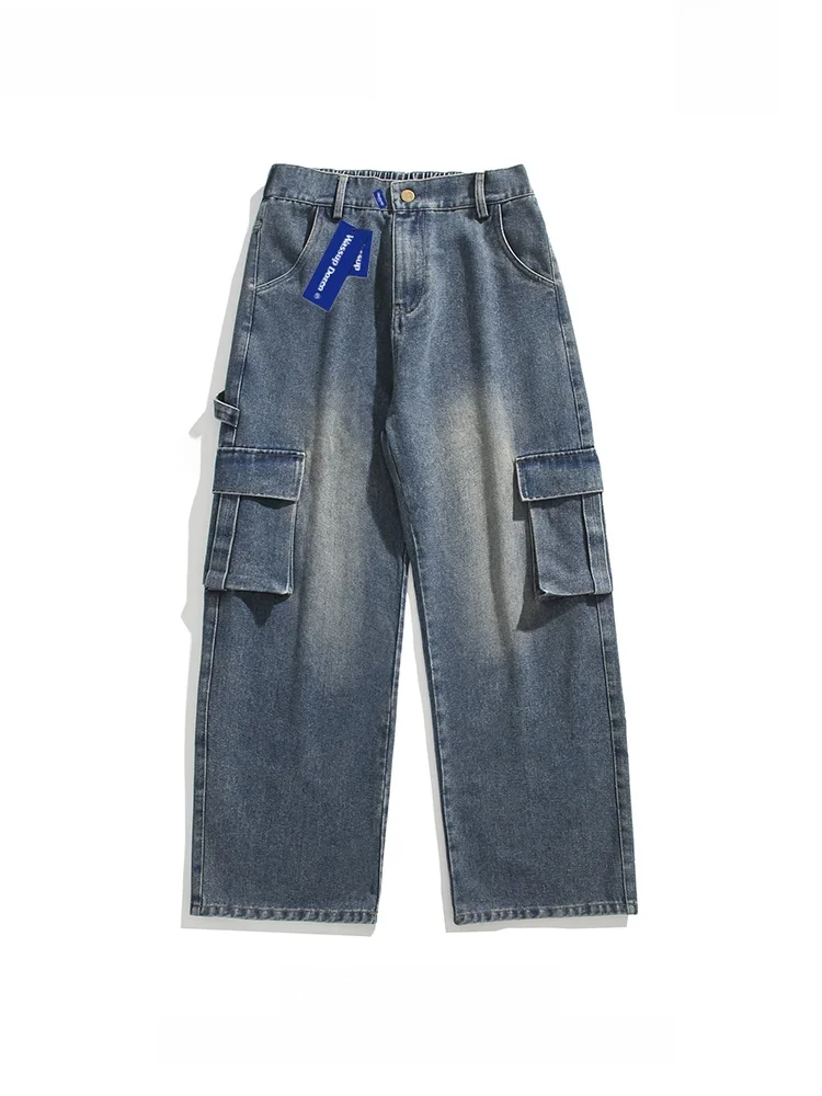 

Мужские широкие рабочие джинсы Wassup Dozen: модные свободные брюки в стиле ретро, весенняя коллекция, повседневные, из смесового хлопка и полиэстера