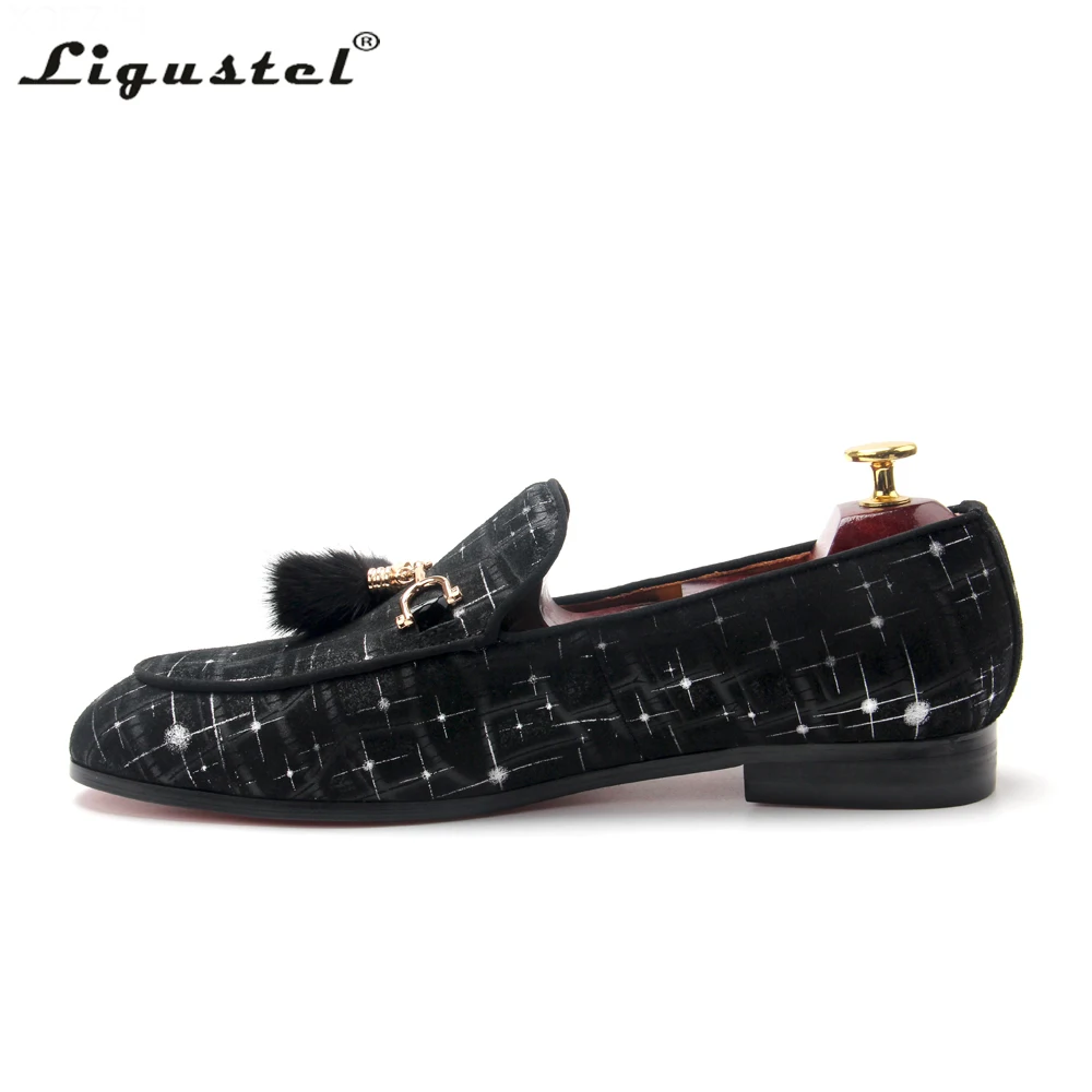 Ligustel Shows for Men Red Bottom Loafers Shoes Designer Shoes Leather Slip-on Black Red Man Wedding Party Formal Free Shipping