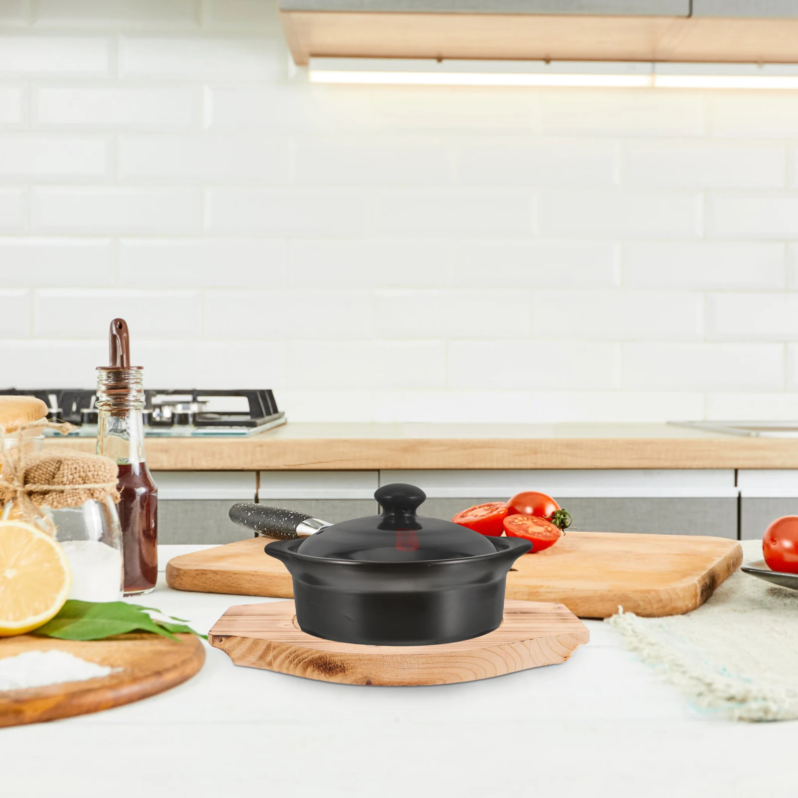 

Wooden Stone Bowl Mat Korean Stone Pot Holder Bowl Base 12.6cm Heat Insulation Mat Anti-Scald Desktop Pot Holder Kitchen