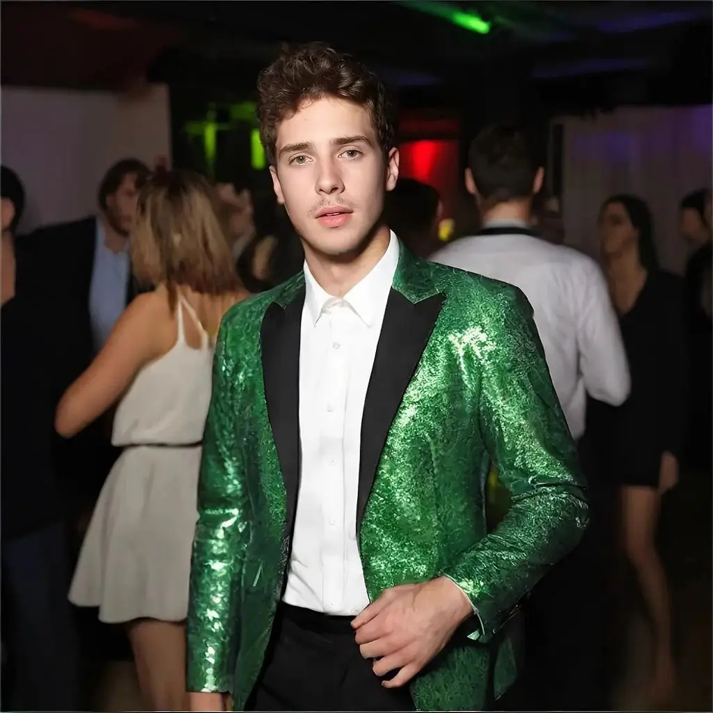 

Men's Casual Suit, Nightclub Style Sequined Suit, European And American Performance Tuxedo Coat For Men