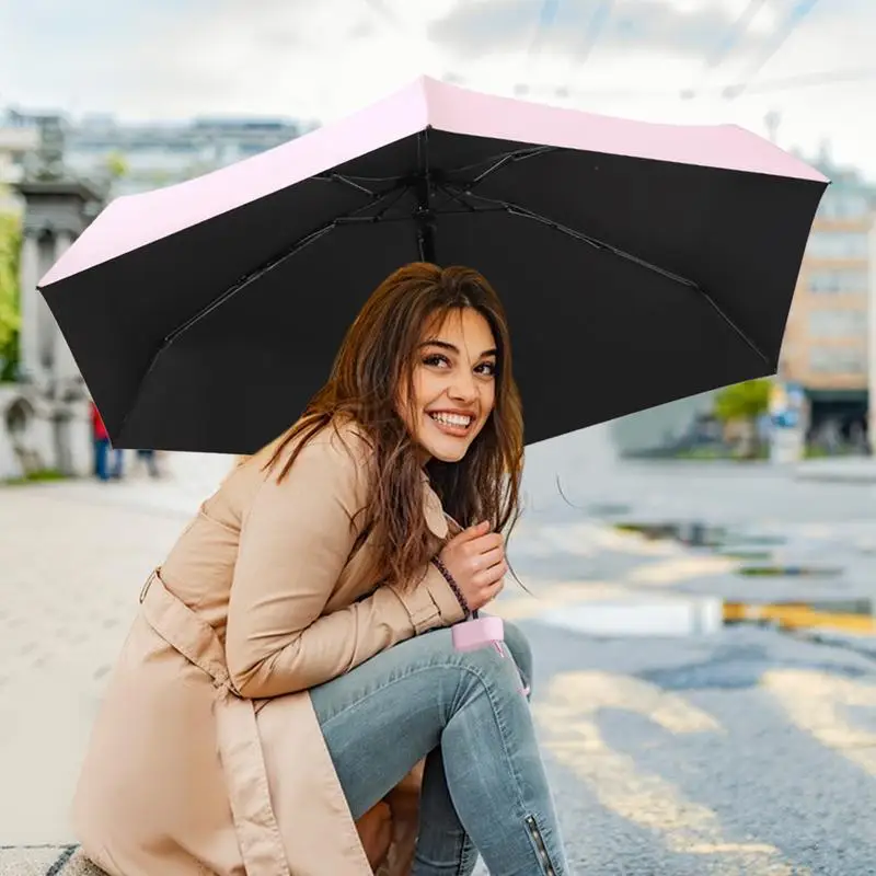 Compact Sun Umbrella Upf 50Plus Small Lightweight And Tiny Umbrella Outdoor Sun And Rain Protection Mini Portable Umbrella