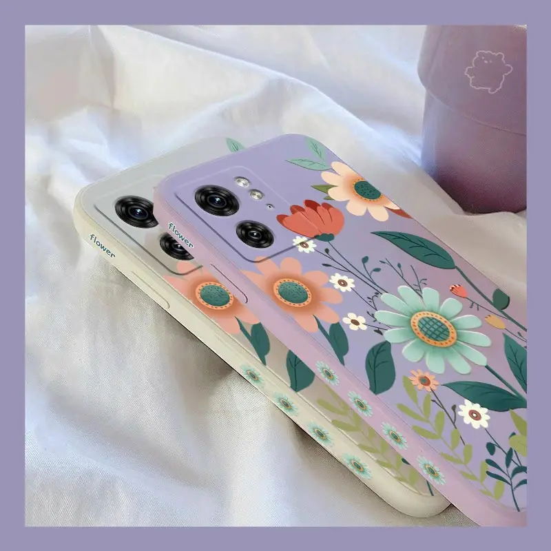 EDGE40 Gorgeous Flowers Silicone Phone Case For Motorola Moto EDGE 40Neo 40 30 EDGEPLUS E22 E22i E6S E7 E7Plus E12 E20 E32 Cover