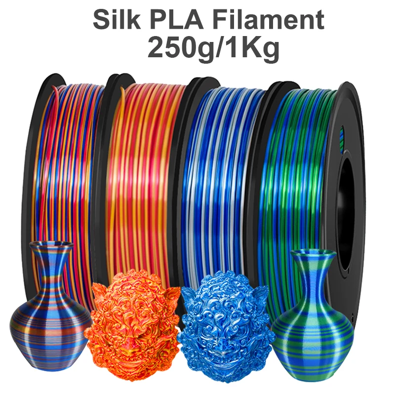 

1,75 мм PLA Silk Gold Red Twist Двухцветная нить для 3D-принтера 250 г 1 кг Двухцветная шелково-синяя серебряная 3D-печати Материал
