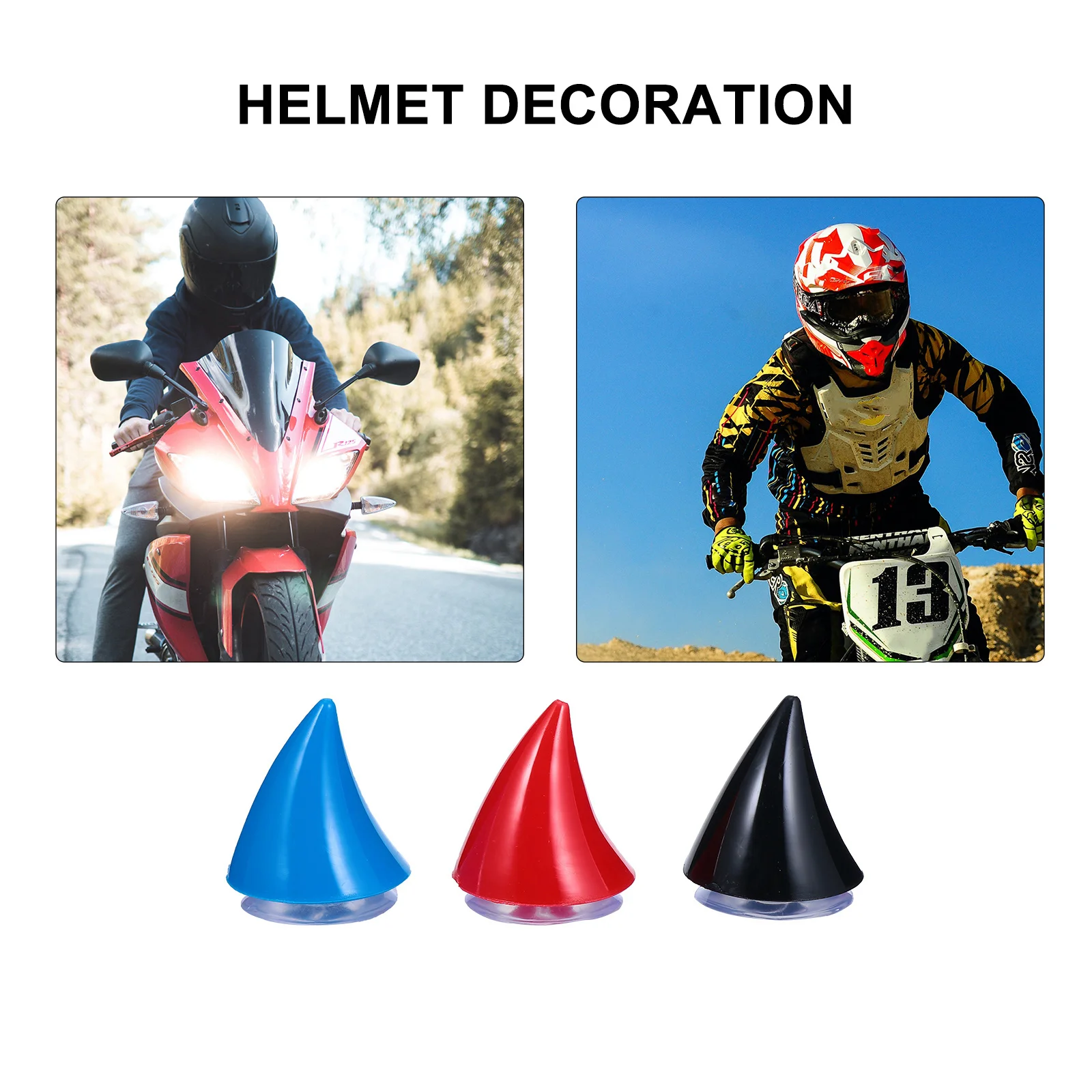 

6pcs Horns naments Plastic Suction Cup Decorations Black Red Dark Blue Motorcycle Bike Accessories