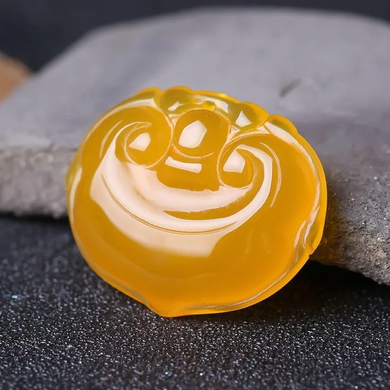 Chalcedony White Agate Peace Ruyi Lock Pendant Necklace