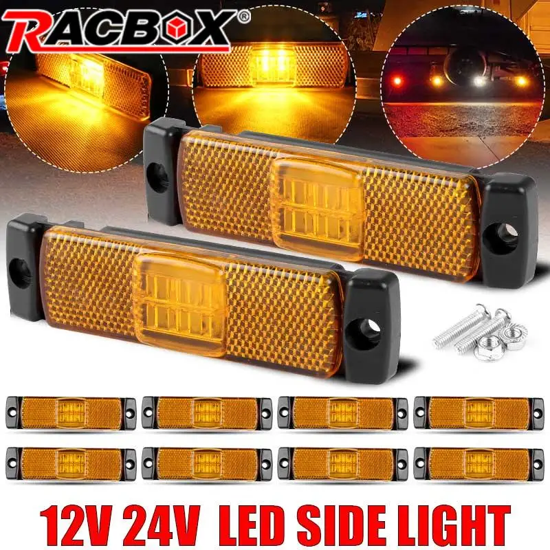 2/4/10 Piezas Luces de Posición Laterales de 4 LED, Luces de Gálibo, Lámparas Indicadoras, Luces de Señalización para Camión, Remolque, Furgoneta, Camioneta, Barco, 12V 24V