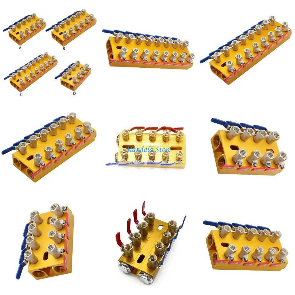 U2JC دقيق هندسيًا مشعب المياه النحاس تدفق متر 4/5/6/8 مدخل 4/5/6/8 صمامات مقبض المخرج لآلة صب البلاستيك