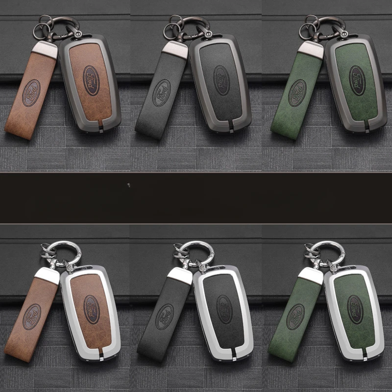 Fit for Ford Focus ST Car Key Cover Double Protection Metal Key Shell and Silicone Key Skin Keyless Entry Smart Remote