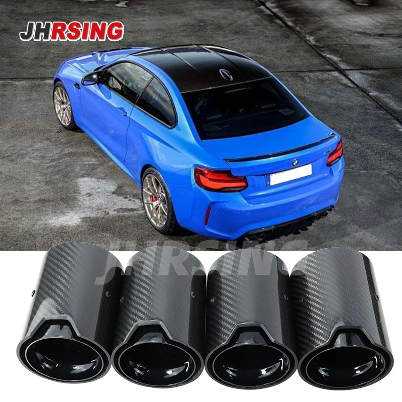 4PC Carbon Fiber Exhaust tip Auspuffspitze for BMW M2 M3 M4 M135i M235i M140i M240i M335i M340i outlet 93mm length 120mm black