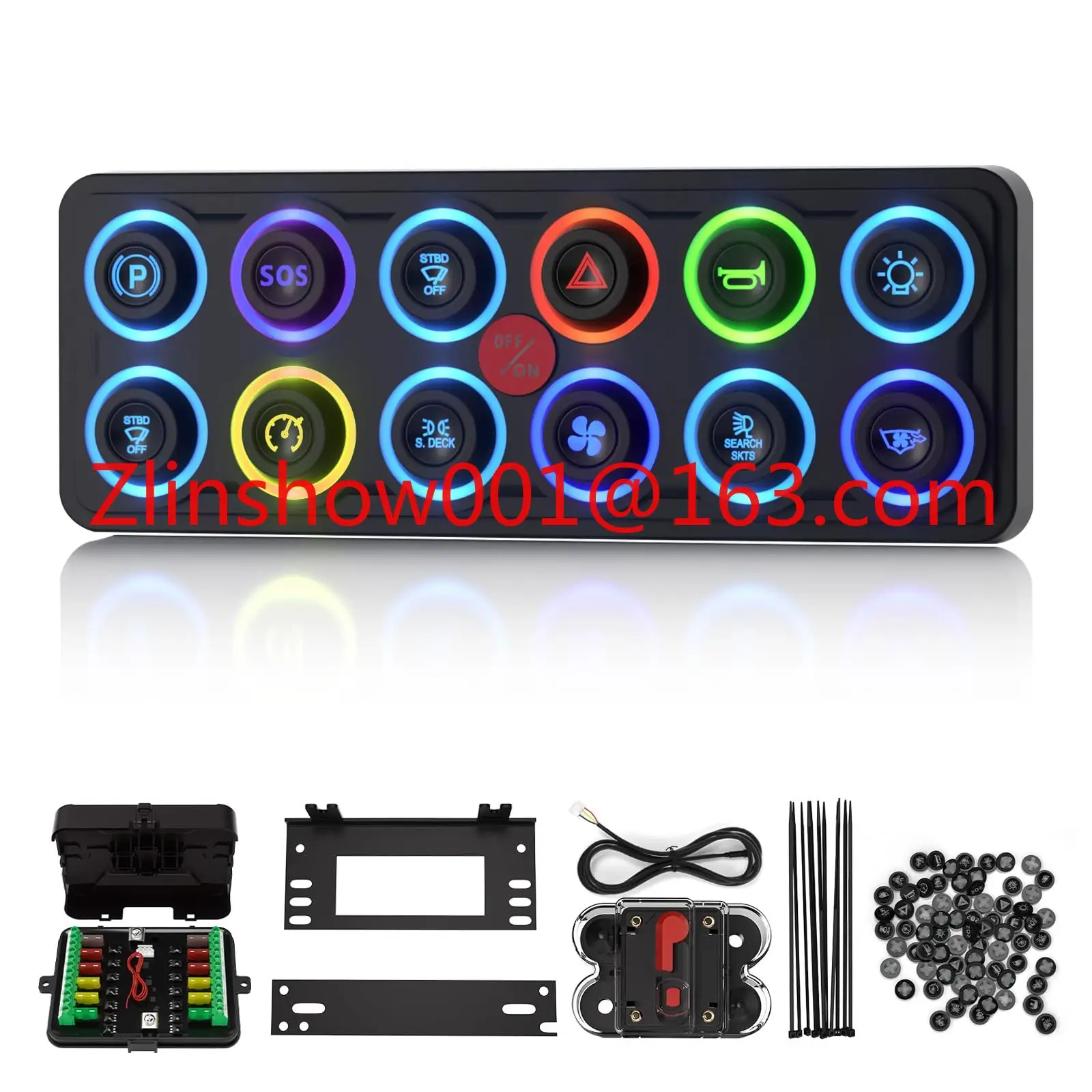 2026 new LED Switch Panel Circuit Control Box Electronic Relay System 12 Gang Waterproof Switch Panel