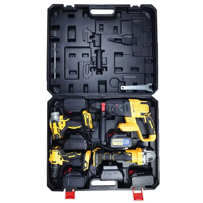 Power Tool Set Best 4pcs Electric Brushless Lithium Battery Cordless Power Drill Angle Grinder Tool Combo Set