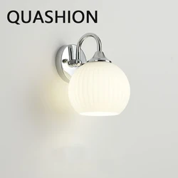 Modern Simple Soft Style Wall Lamp Metal Body Chrome Color Bedroom Decor Sconce Light LED Acrylic Lampshade Corridor Wall Lustre