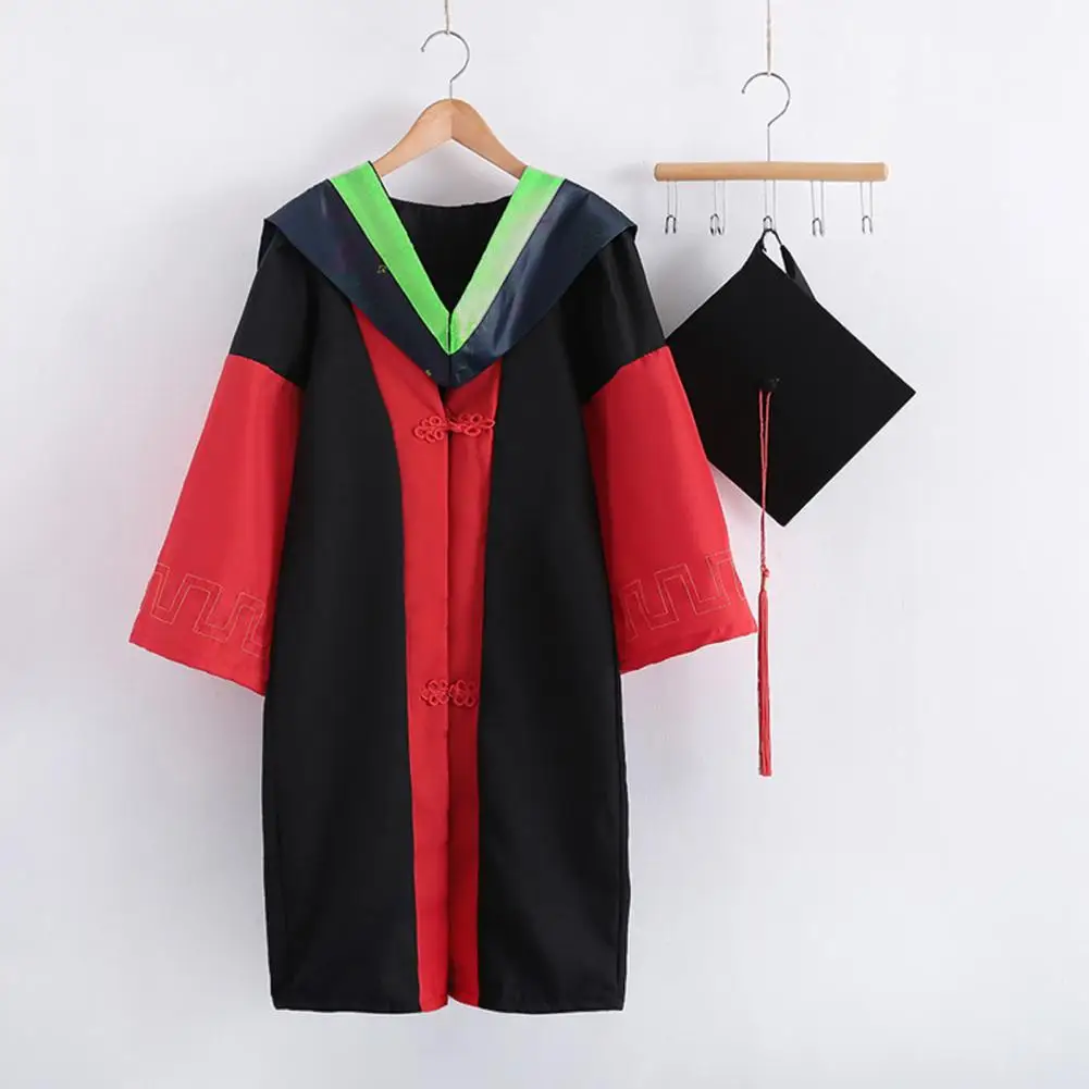 Elegant Academic Uniform Academic Gown Set Pure Colors Long Sleeve Bachelor Graduation Dress Graduation Dress Photography