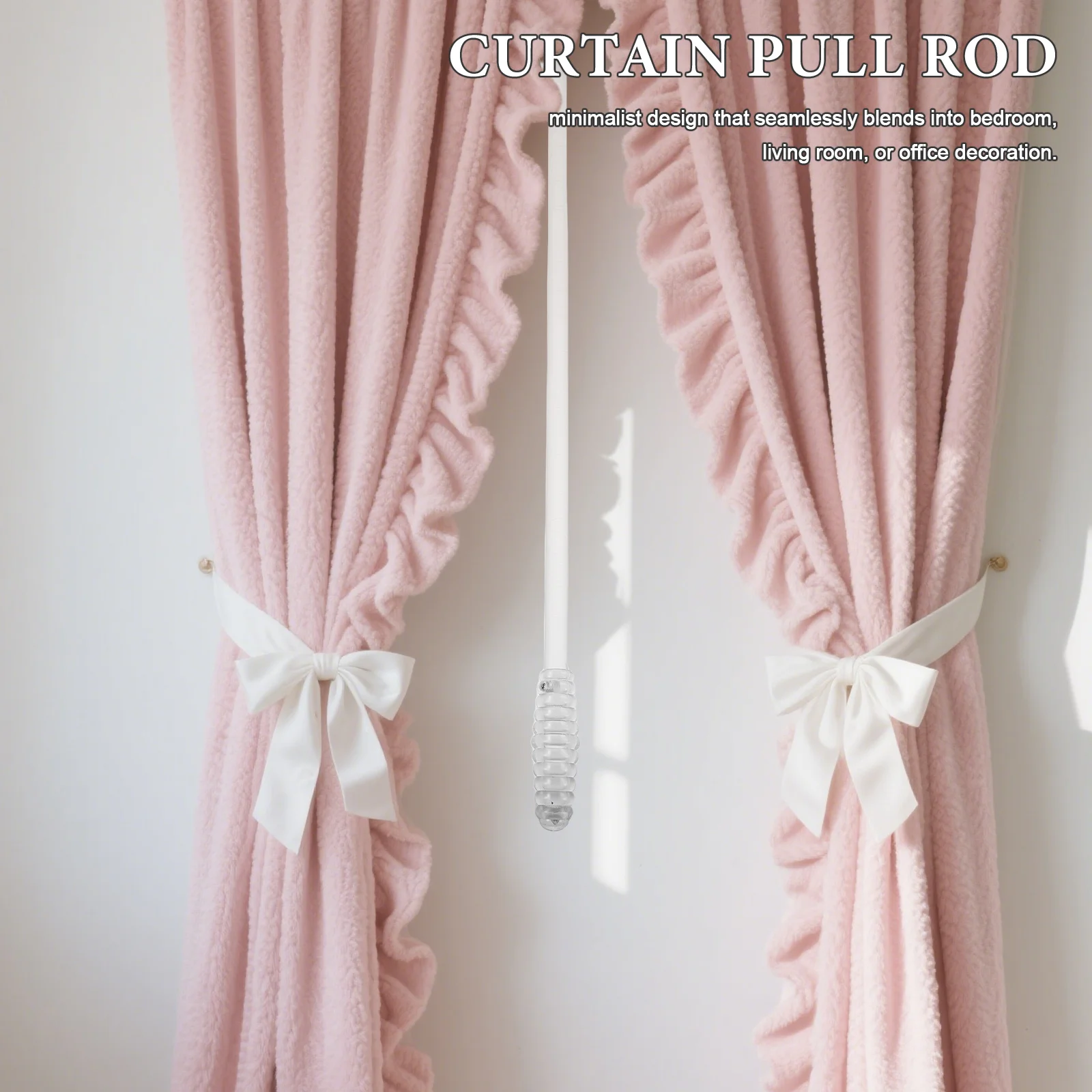 

20" Clear Curtain Pull Rod Drapery Wand For Smooth Blind Tilt Operation Modern Style Curtain Accessories Lightweight