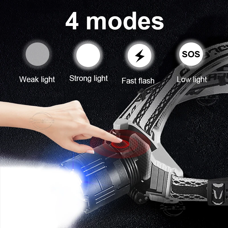 Zoomable XHP99 Headlamp Rechargeable LED Telescopic Zoom Headlight 4 Modes Outdoor Fishing Light Head Flashlight Camping Lantern