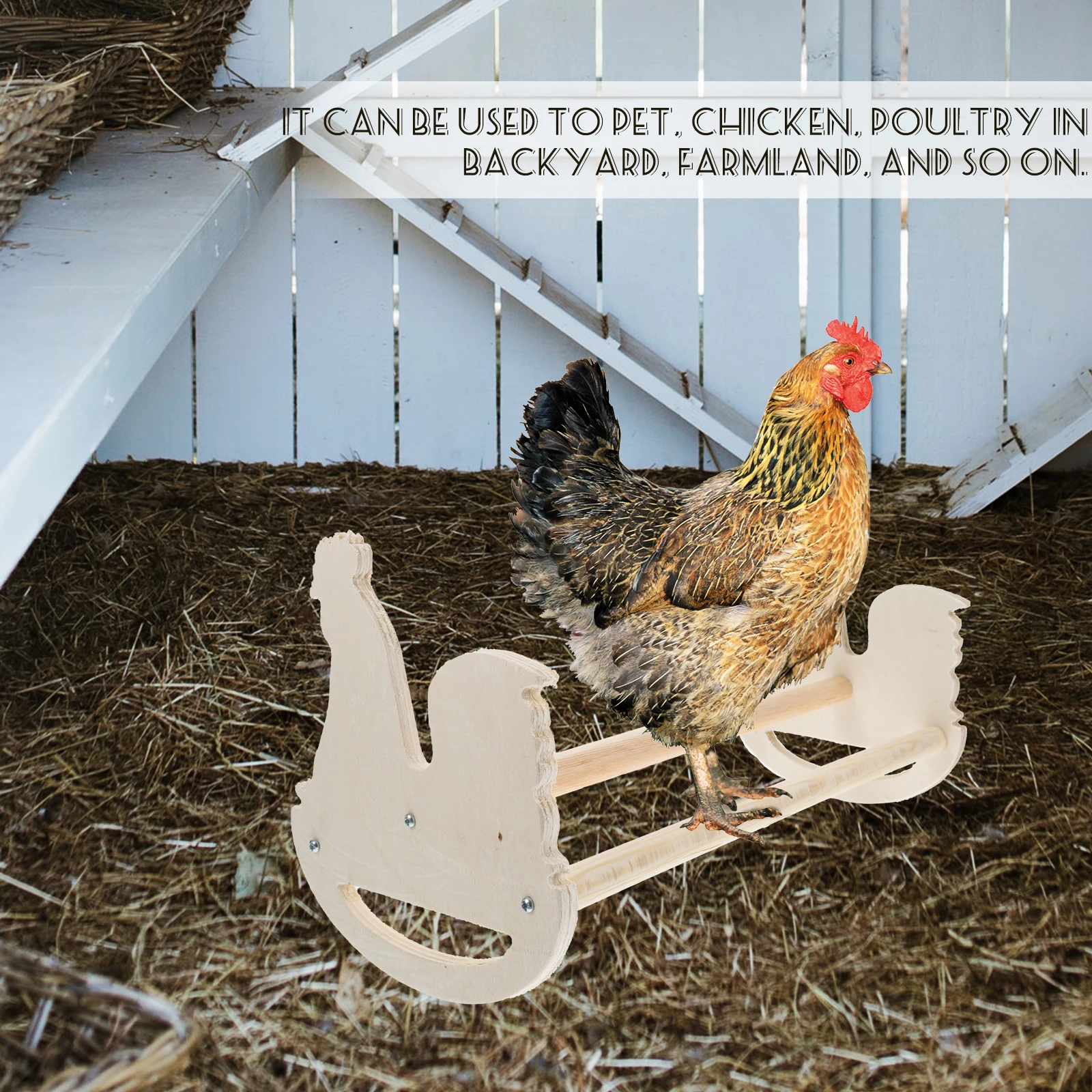 

Chicken Shape Hen Wood Perch Poultry Toy Stable Base Parrot Rack Wooden Swing Chicken Stand Hen Wood Stand Poultry Toy Pet