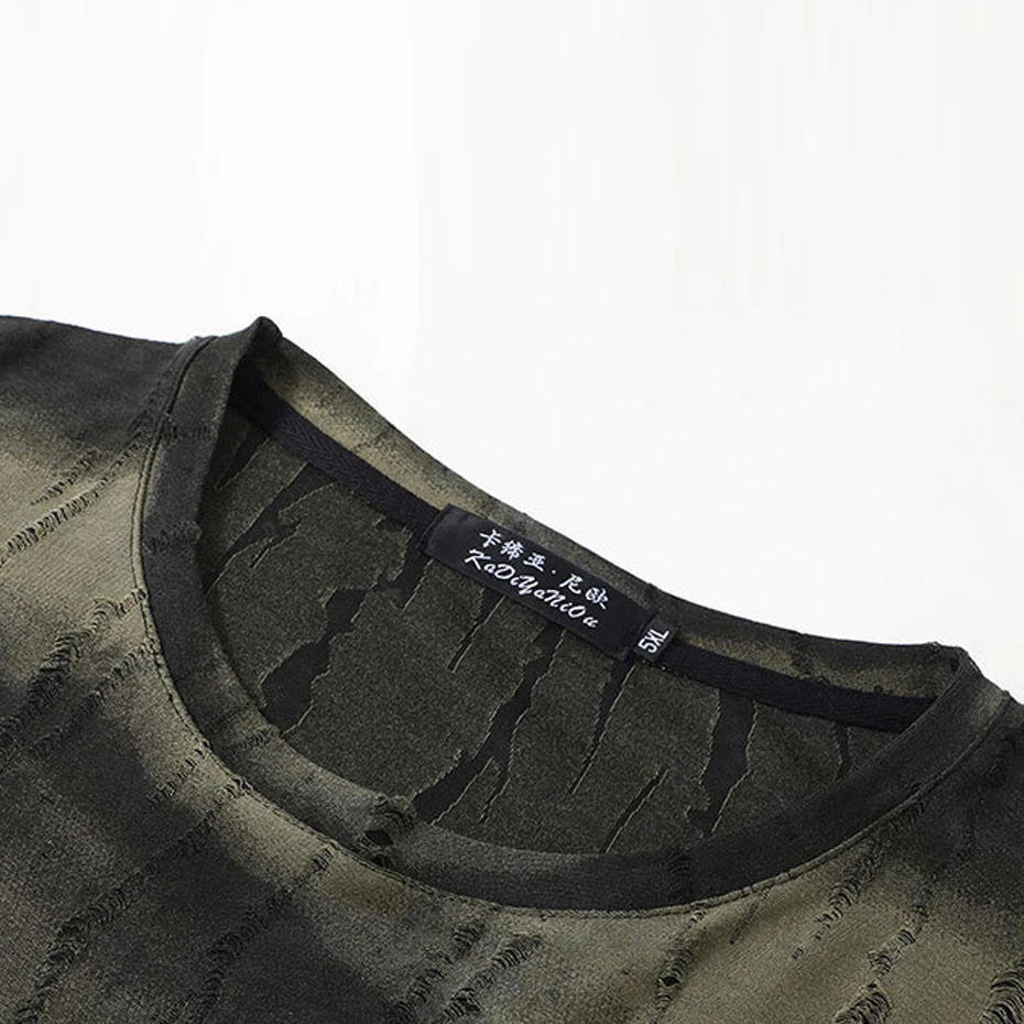 10XL 11XL Plus Size T-shirt Men Summer Short Sleeve Tops Tees Male Fashion Casual Tie-dye Ripped T-shirt Big Size 11XL - Image 4