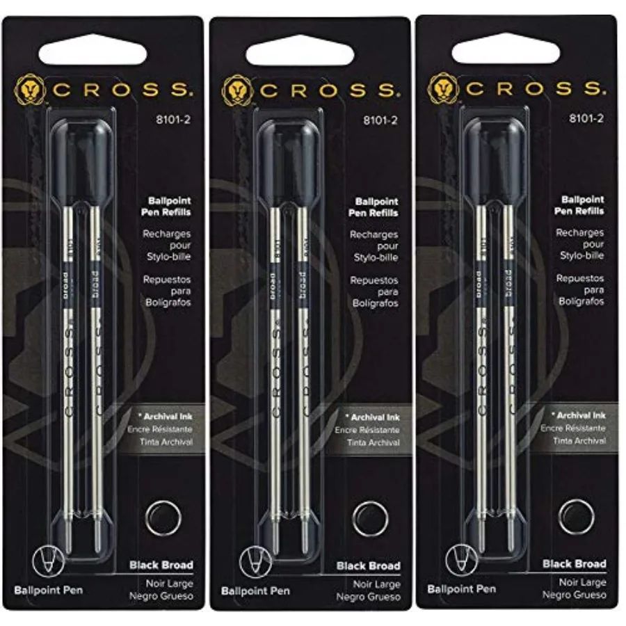 

Ballpoint Pen Refills Bold Point Black Ink 2 Per Pack 3 Packs Total #8101-2