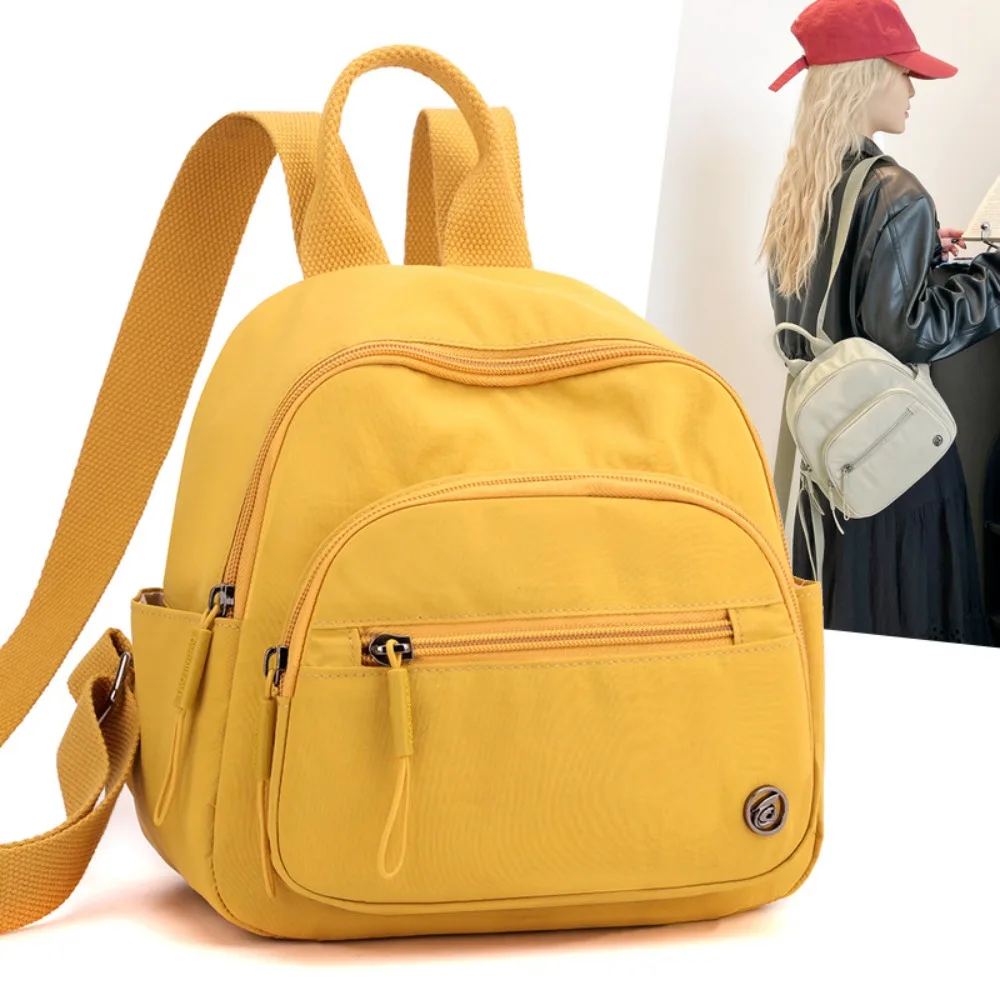 

Casual Solid Color Nylon Backpack Lightweight Double Zippers Shoulder Bag Large Capacity Travel Backpack