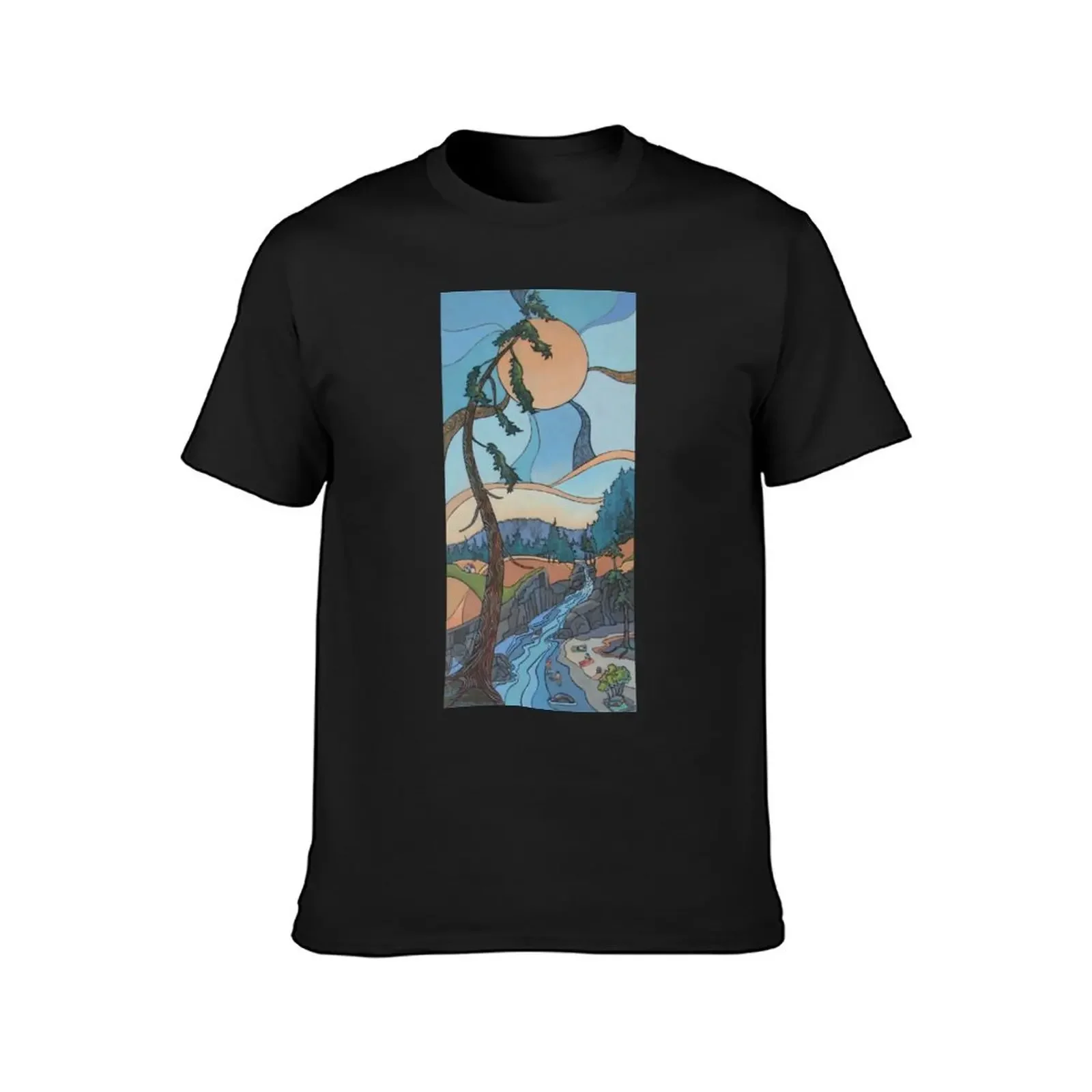 Art Nouveau/ Folk Fusion Summer at the River T-Shirt plain designer shirts mens cotton t shirts