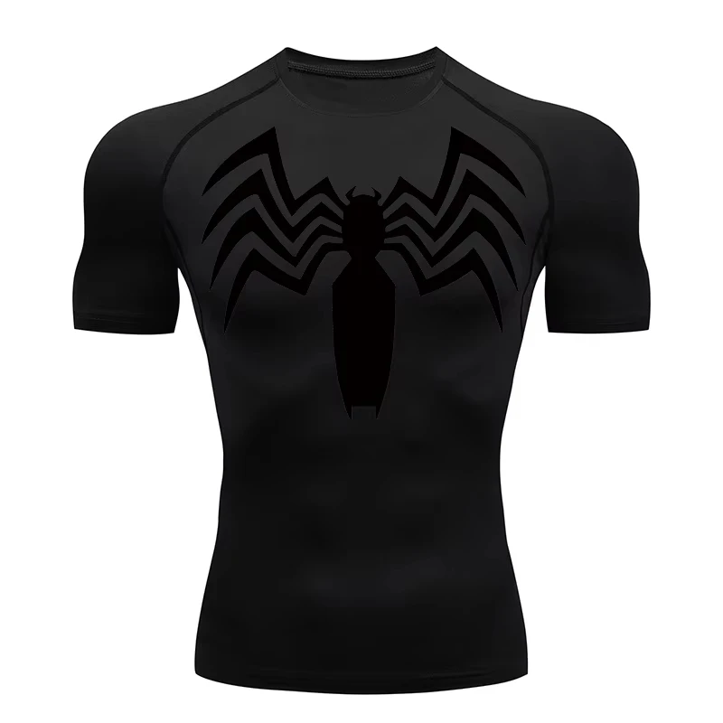 Men's Spider Graphic Compression T-Shirt Quick Dry Breathable Gym Workout Tops for Running Fitness Bodybuilding JW048