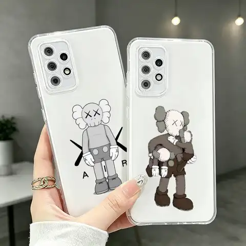 Fashion Cartoon KAWS Stylish Phone Case Transparent Silicone Soft For Samsung S30 S25+ S24 S23 S22 S21 Ultra Plus