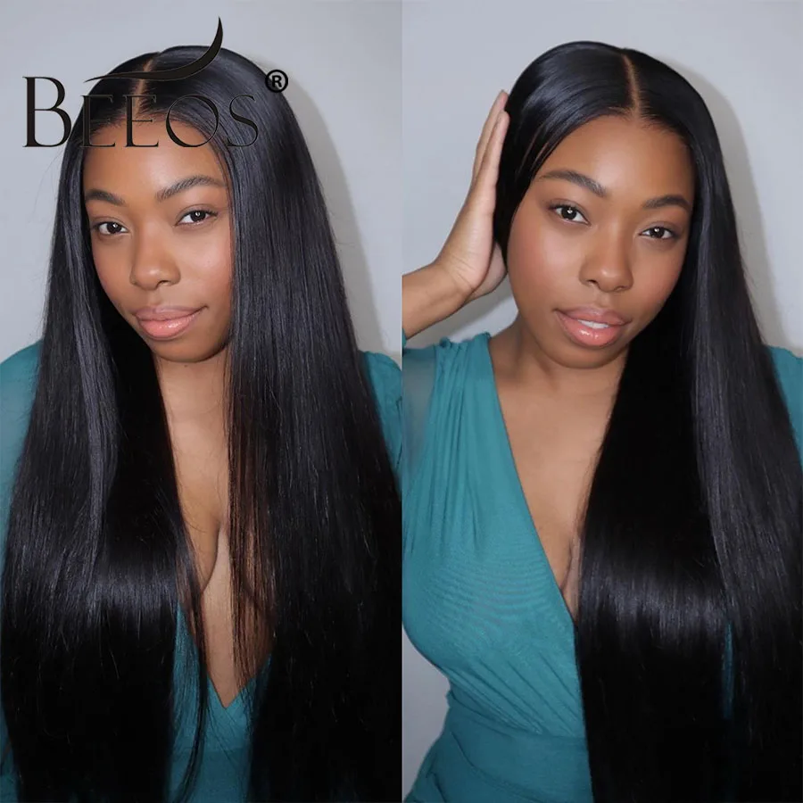 BEEOS U Part Wig 34 inch 100% Wigs Human Hair V Part Bone Straight 250% Density Wigs For Women Brazilian Virgin Hair 34 inch