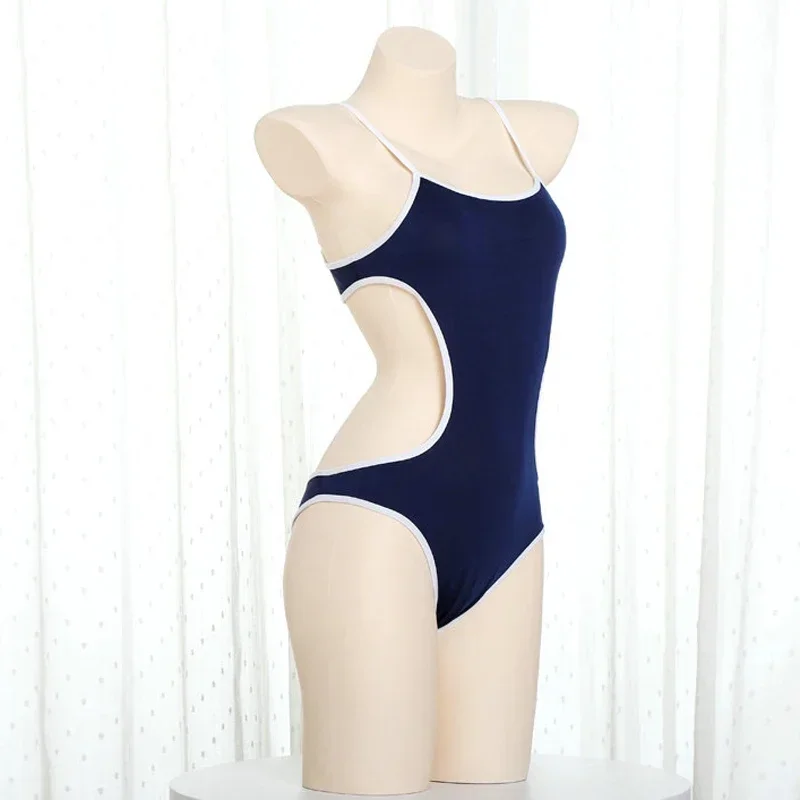 Japanese Student Spaghetti Strap Tight Leotard Bodysuit Swimsuit Costume One-piece Swimwear Uniform Lingerie Cosplay