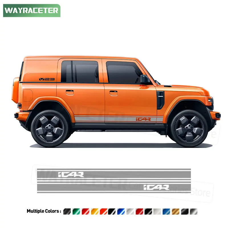 

2 Pcs/Set Door Side Stripes Sticker Graphics Vinyl Decal For Chery iCAR V23 2026 Off Road 2024 2025 Accessories