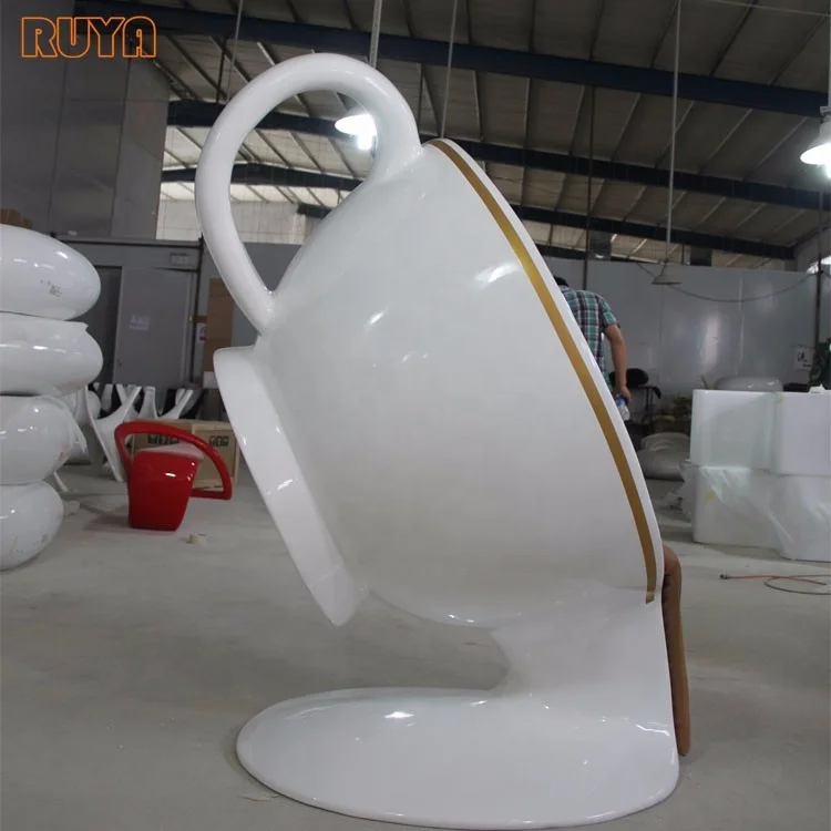 Modern Fiberglass Coffee Mug Armchair with Back Rest Lightweight Plywood PU Home Dining Furniture for Restaurant Interior