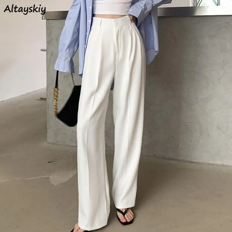 S-5XL Pants Women Loose Ins High Waist Office Ladies Spring Casual Simple Korean Style Fashion All-match Full Length Temperament