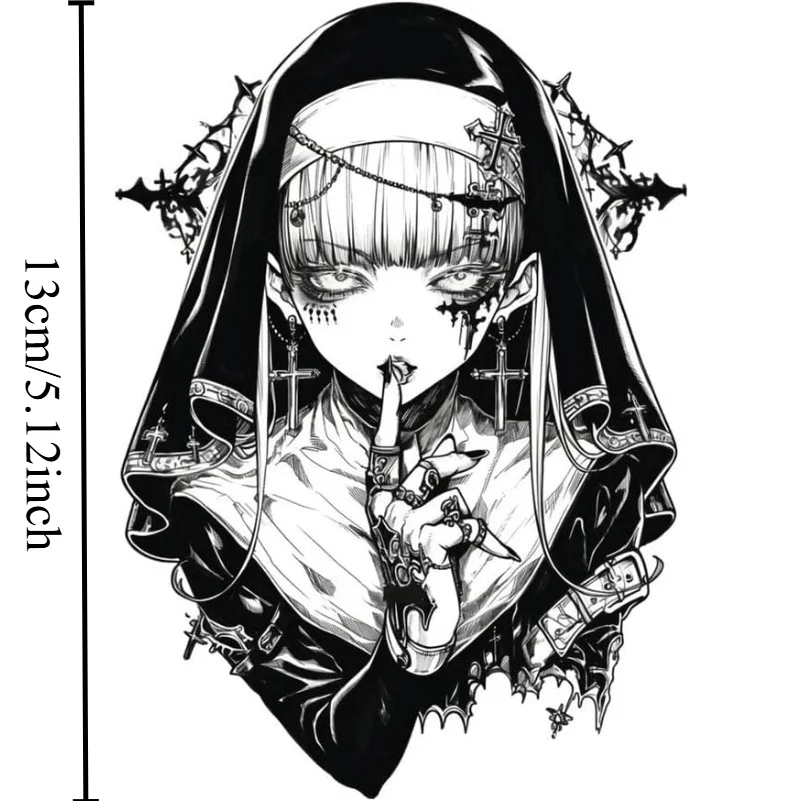 1PC Gothic Silent Nun Black White Waterproof Vinyl Decal for Car Window Motorcycle Helmet Laptop