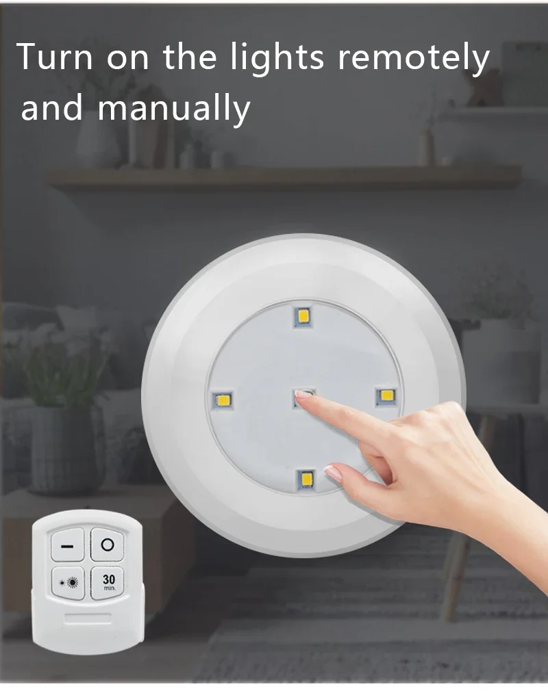 1/2/4/8/10 Super Bright LED Under Cabinet Light Wireless Remote Control Dimmable Wardrobe Night Lamp Home Bedroom Closet Kitchen