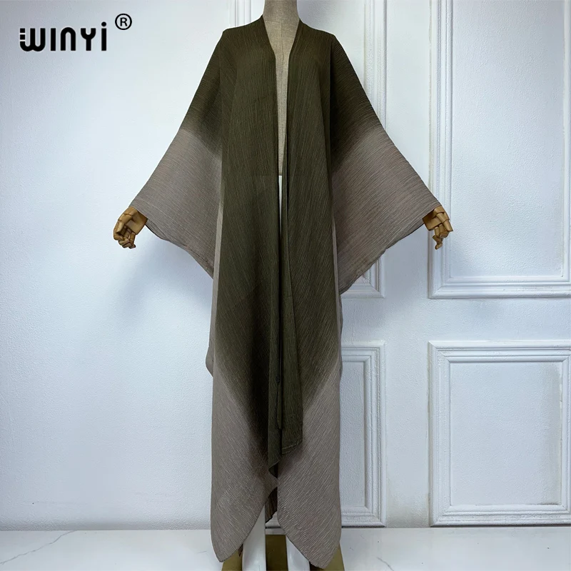 WINYI summer kimono Gradient print cardigan Beach Wear Swim Suit Cover Up Holiday maxi dress fashion coat abaya dubai luxury