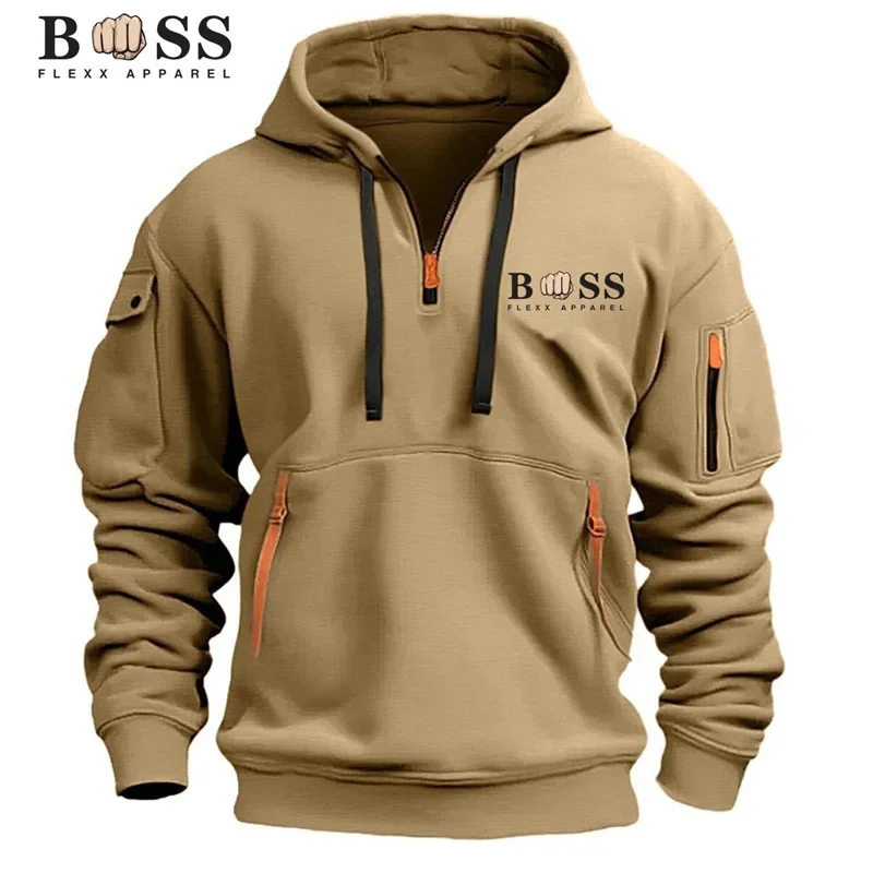 2024 New Fashion Multi-Pocket Zipper Fly Comfortable Casual Hoodie Men's Hoodie Pullover Sweatshirt Men's Hooded Sweatshirt