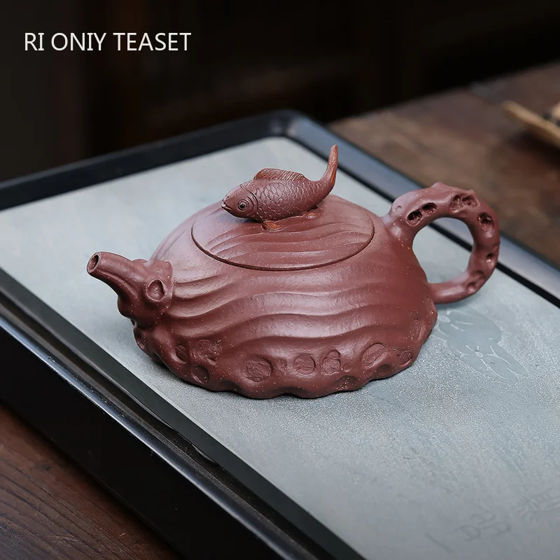 180ml Chinese Yixing Purple Clay Teapots Creative Handmade Fish Shape Zisha Tea Pot Beauty Tea Infuser Kettle Tea Set Teaware