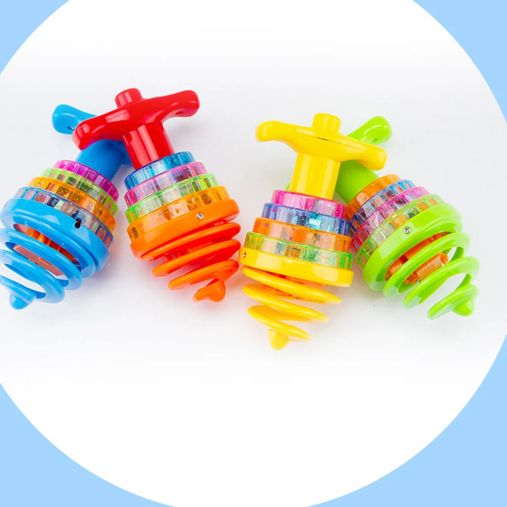 2 Pcs Bounce Colorful Flashing Top Child Toy Tops Plastic Light up Kids Plaything