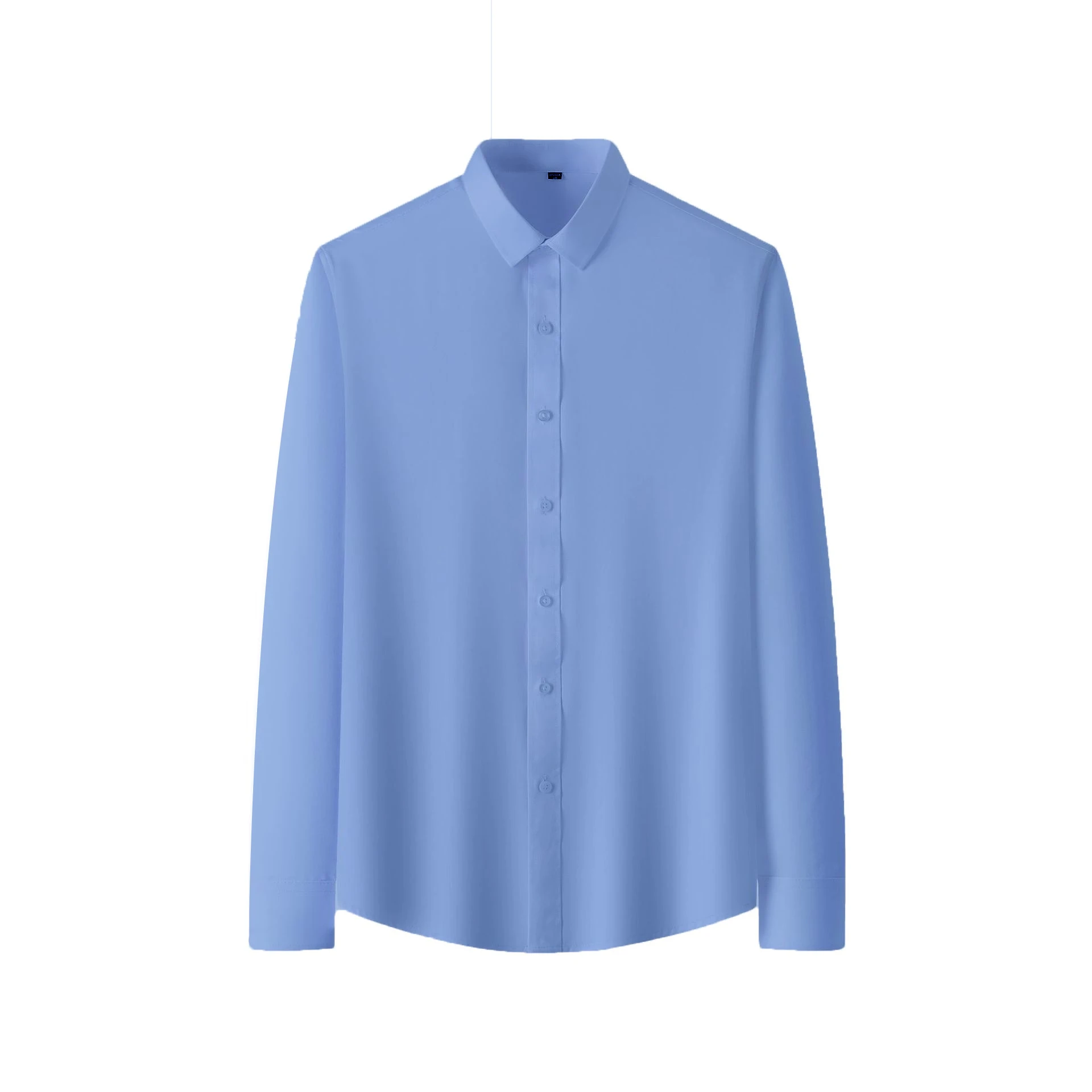 Camisa elástica de cuatro lados para hombre, ropa de trabajo de manga larga, sin planchado, informal, de negocios, talla grande