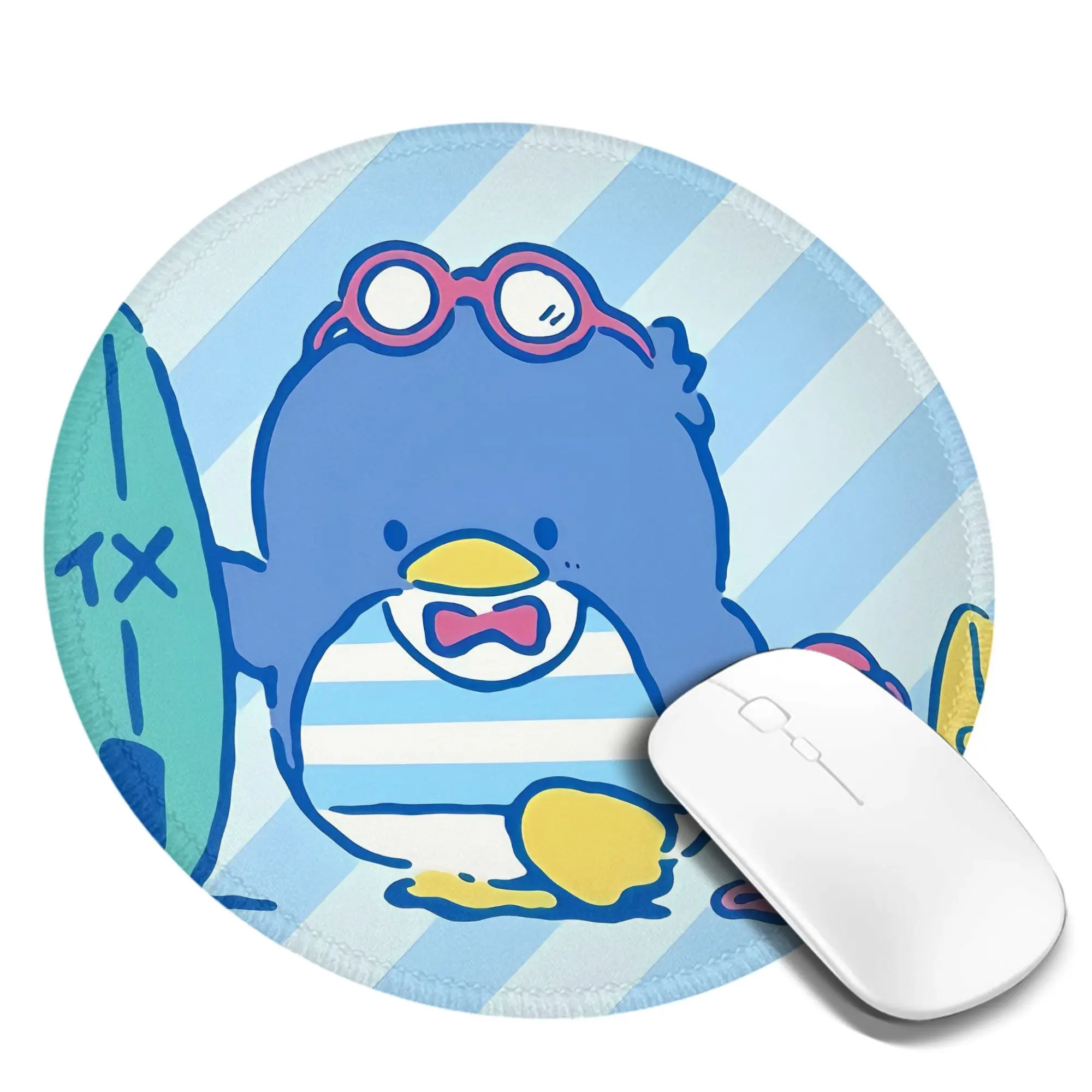 Tuxedo Sam Runde Mini-Mauspad Teppich Anti-Rutsch-Matte Desktop 8 Zoll Spiel Computer Matte Gaming Gummi Mauspad