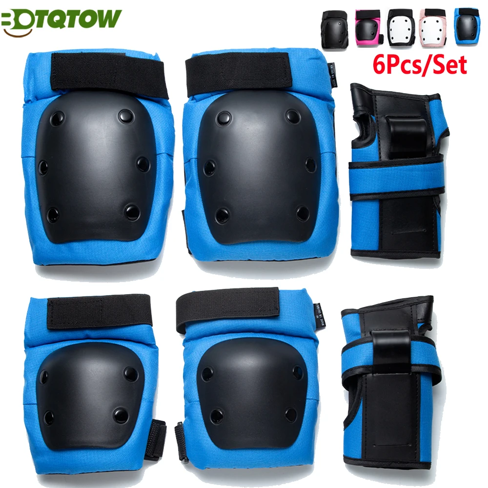 

【6-Pack】Knee Elbow Wrist Pads Set for Adults & Kids - Protective Gear for Skateboarding, Cycling, Rollerblading,Multi-Sports