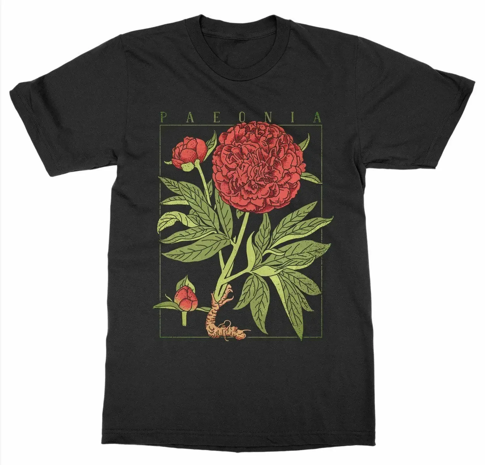 Botanical Garden Peony Grow Bloom Fruit Print Botany T-Shirt 100% Cotton O-Neck Summer Short Sleeve Casual Mens T-shirt